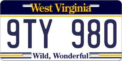 WV license plate 9TY980