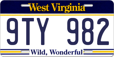 WV license plate 9TY982