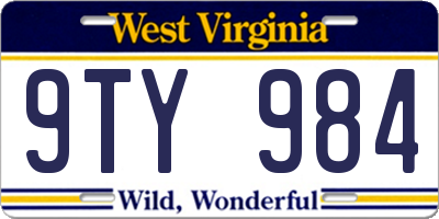 WV license plate 9TY984