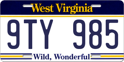 WV license plate 9TY985