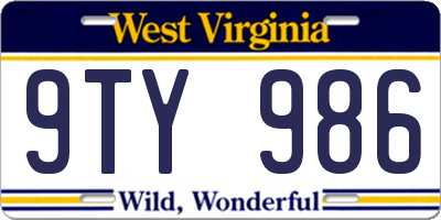 WV license plate 9TY986