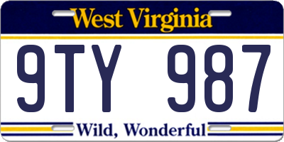WV license plate 9TY987