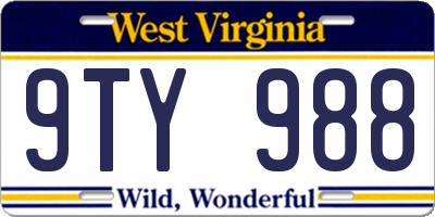 WV license plate 9TY988
