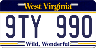 WV license plate 9TY990