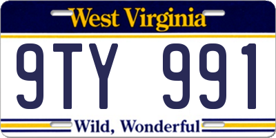 WV license plate 9TY991