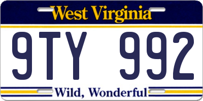 WV license plate 9TY992