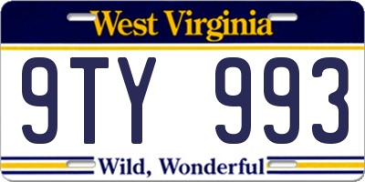 WV license plate 9TY993