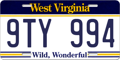WV license plate 9TY994