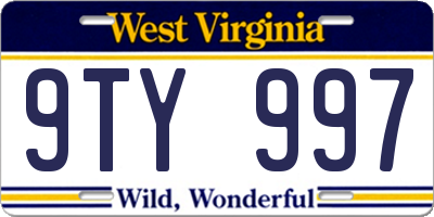 WV license plate 9TY997