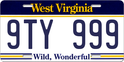 WV license plate 9TY999