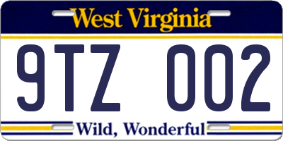WV license plate 9TZ002