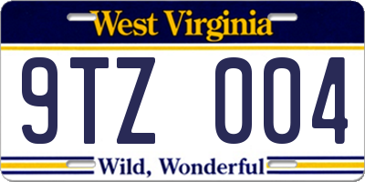 WV license plate 9TZ004