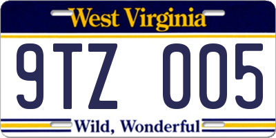 WV license plate 9TZ005
