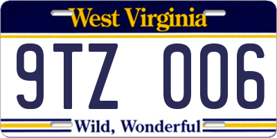 WV license plate 9TZ006