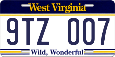 WV license plate 9TZ007