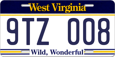 WV license plate 9TZ008
