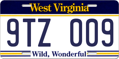 WV license plate 9TZ009
