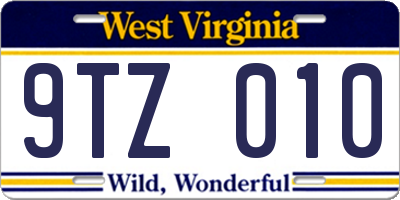 WV license plate 9TZ010