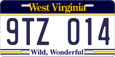 WV license plate 9TZ014