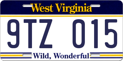 WV license plate 9TZ015