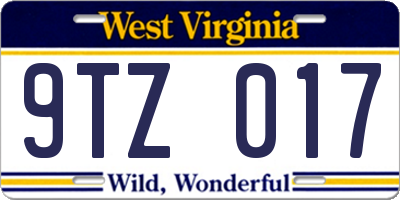 WV license plate 9TZ017