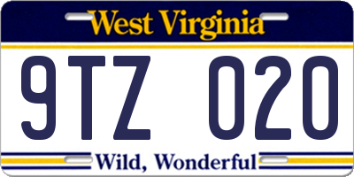 WV license plate 9TZ020
