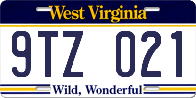 WV license plate 9TZ021