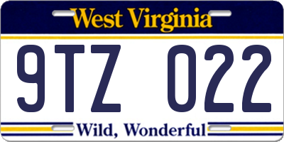 WV license plate 9TZ022