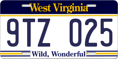 WV license plate 9TZ025