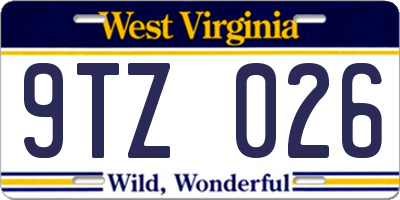 WV license plate 9TZ026