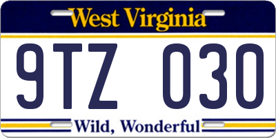 WV license plate 9TZ030