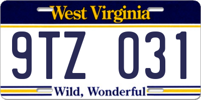 WV license plate 9TZ031