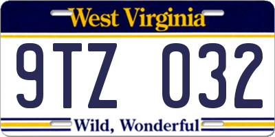 WV license plate 9TZ032