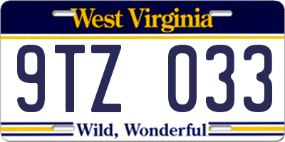 WV license plate 9TZ033