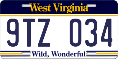 WV license plate 9TZ034