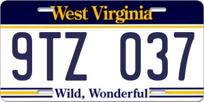 WV license plate 9TZ037