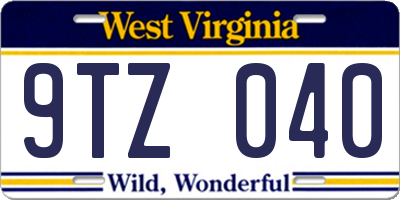 WV license plate 9TZ040