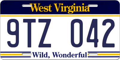 WV license plate 9TZ042