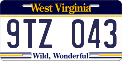 WV license plate 9TZ043
