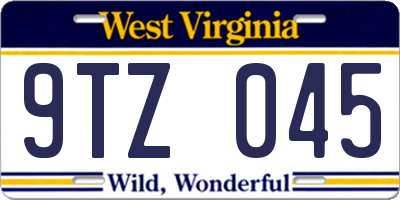 WV license plate 9TZ045