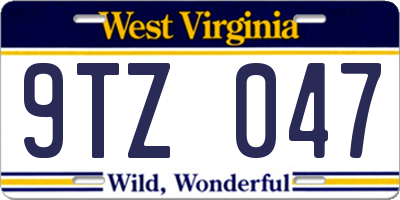 WV license plate 9TZ047