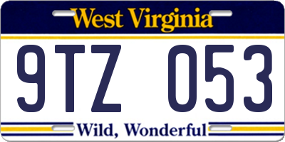 WV license plate 9TZ053