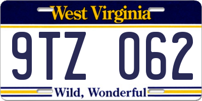 WV license plate 9TZ062