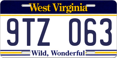 WV license plate 9TZ063