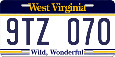 WV license plate 9TZ070