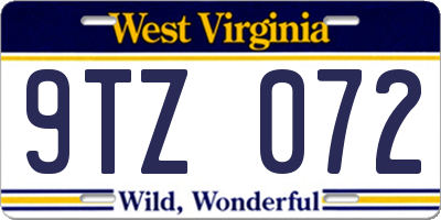 WV license plate 9TZ072