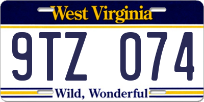 WV license plate 9TZ074
