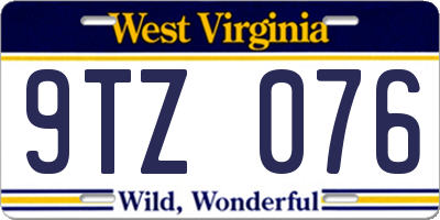 WV license plate 9TZ076