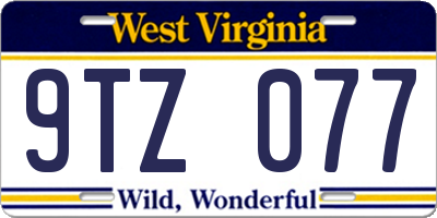 WV license plate 9TZ077