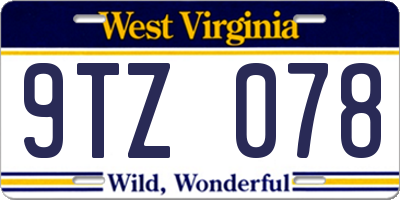 WV license plate 9TZ078